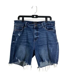 Judy Blue Dark Blue Distressed Denim Jean Shorts